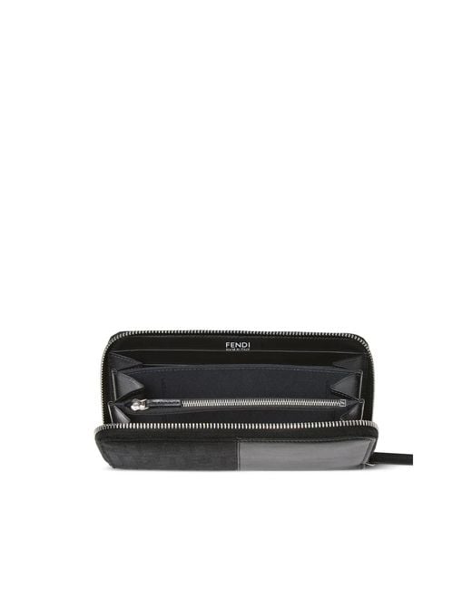 Fendi Black Ff Jacquard Zip-Around Wallet for men