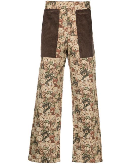 Market Natural Teddy-print Straight-leg Trousers for men