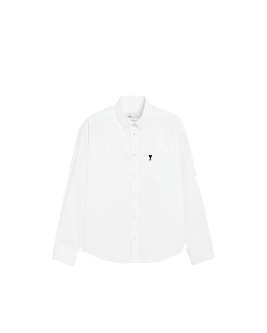 AMI White Boxy Cotton Shirt With Ami De Coeur for men