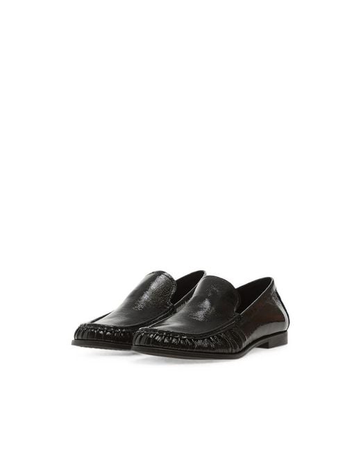 Vagabond Black Brandi Crinkled-Finish Loafers