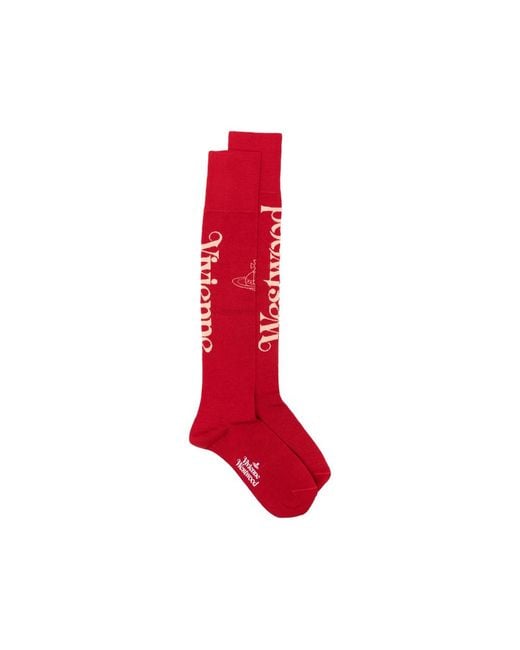 Vivienne Westwood Red Logo-Print Orb-Motif Socks for men