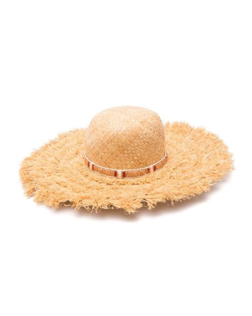 Borsalino Natural Fringed Woven Raffia Hat