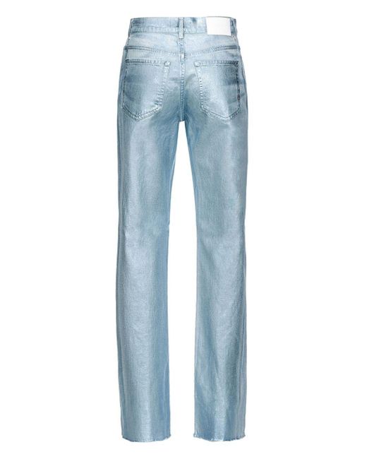 Pinko Blue Metallic-Sheen Straight Jeans