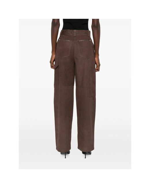 IRO Brown Leather Panelled Trousers