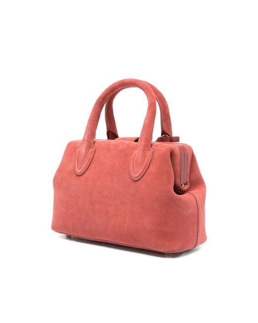 Schell Red Logo-Plaque Top-Handle Tote Bag