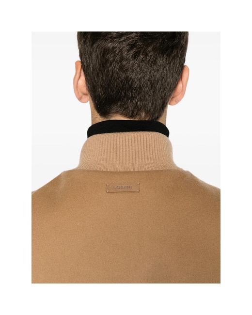 Lardini Natural Button-Up Ribbed-Trim Jacket for men