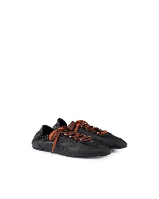 Prada Black Collapse Antiqued Nappa Leather Sneakers With Hooks for men