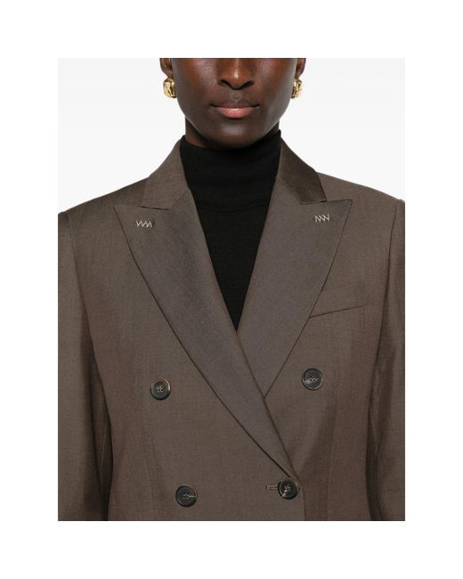 Max Mara Brown Double-Breasted Peak-Lapel Blazer