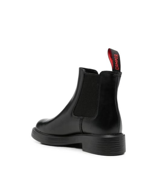 Camper Black Dean Elasticated-Panel Pull-Tab Chelsea Boots