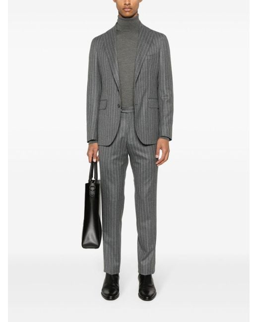 Tagliatore Gray Single-Breasted Striped Suit for men