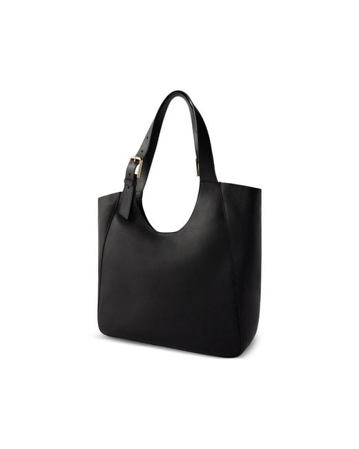 Furla Black Buckle-Detail Leather Tote Bag