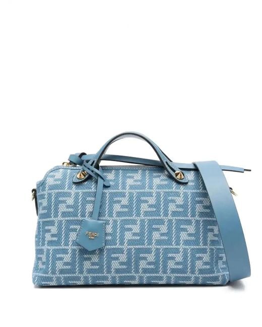 Fendi Blue Denim-Effect Ff Jacquard By The Way Soft Medium Bags