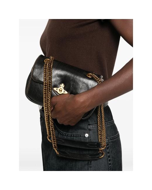 Vivienne Westwood Black Orb-Plaque Shoulder Bag