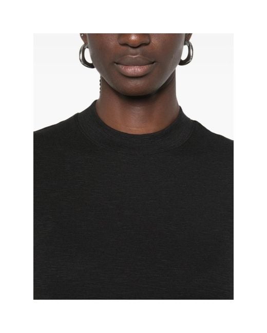 Vince Black Short-Sleeve Mock-Neck T-Shirt