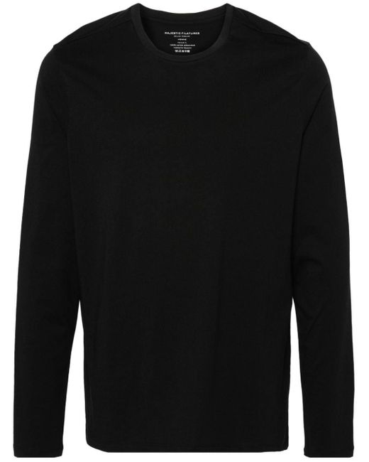 Majestic Filatures Black Organic Cotton Longsleeved T-Shirt for men