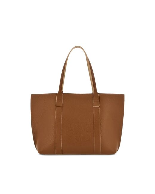 Hogan Brown Hanging Accent Script Tote Bag