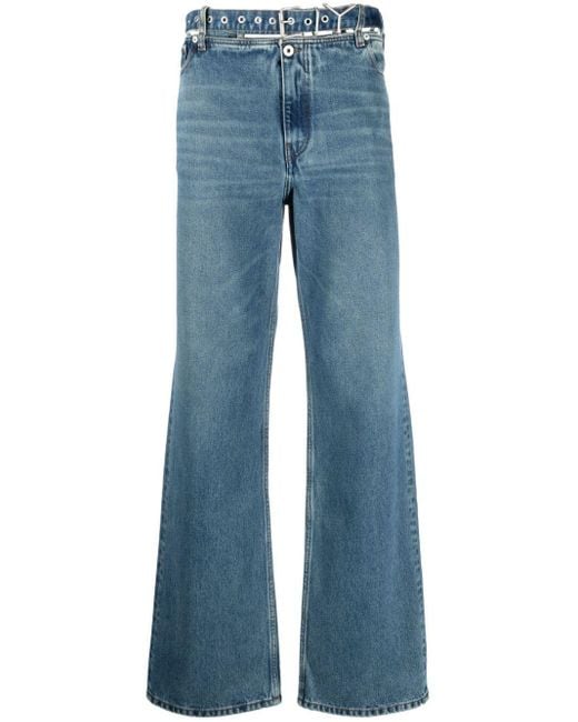 Y. Project Blue Evergreen Mid-rise Wide-leg Jeans