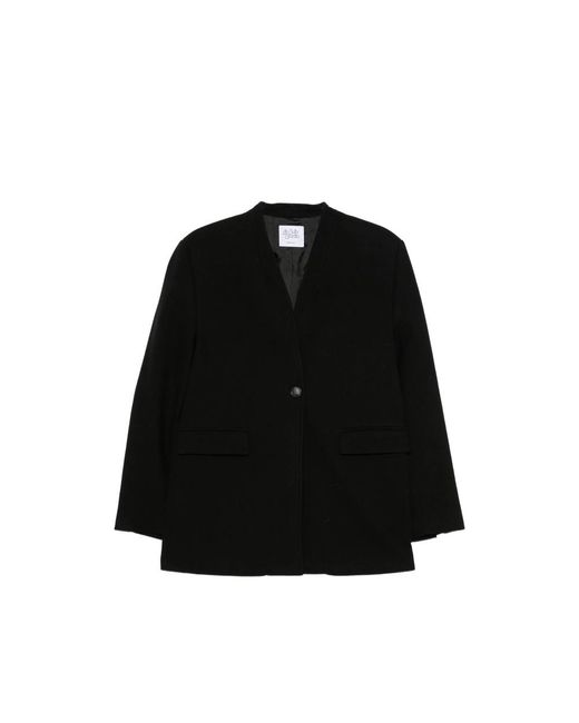 LE SULLY STUDIO Black Single-Breasted Collarless Coat