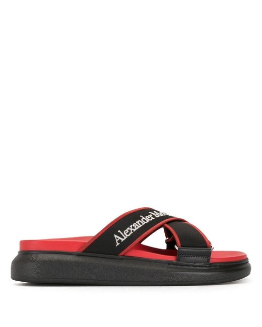 Alexander McQueen Red Logo Strap Slide Sandals for men