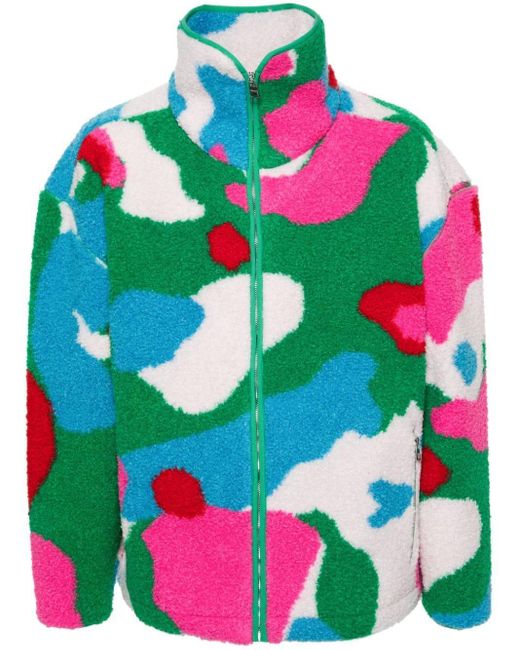 J.W. Anderson Green Abstract-Pattern Fleece-Texture Jacket