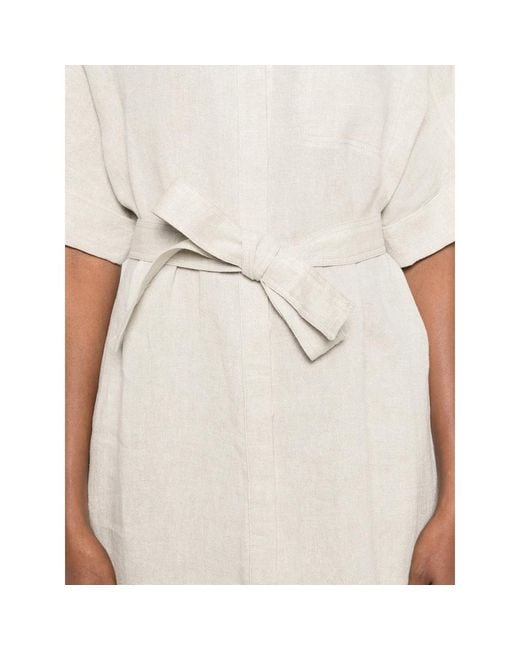 Panicale White Belted Shirt Midi Dress