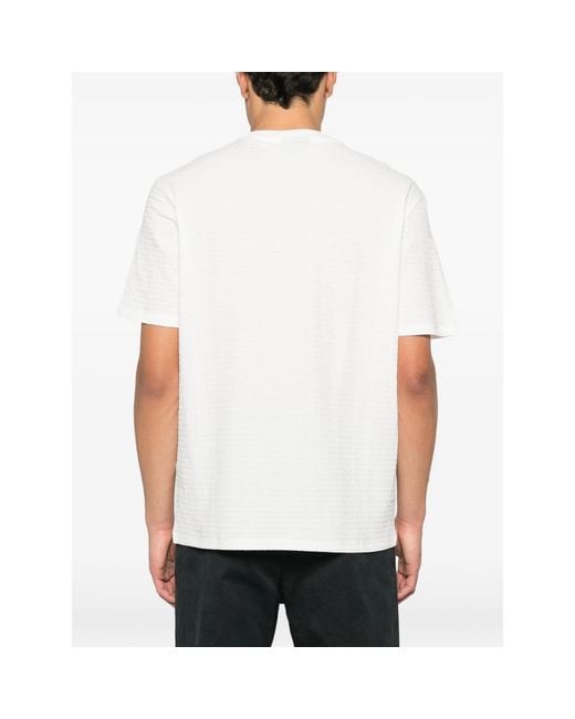 Emporio Armani White T-Shirt With Jacquard Logo Pattern for men