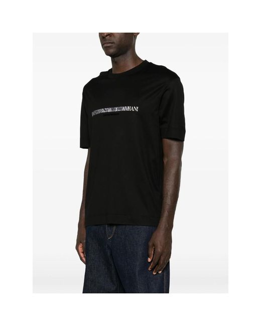 Emporio Armani Black Logo-Print Short-Sleeve T-Shirt for men