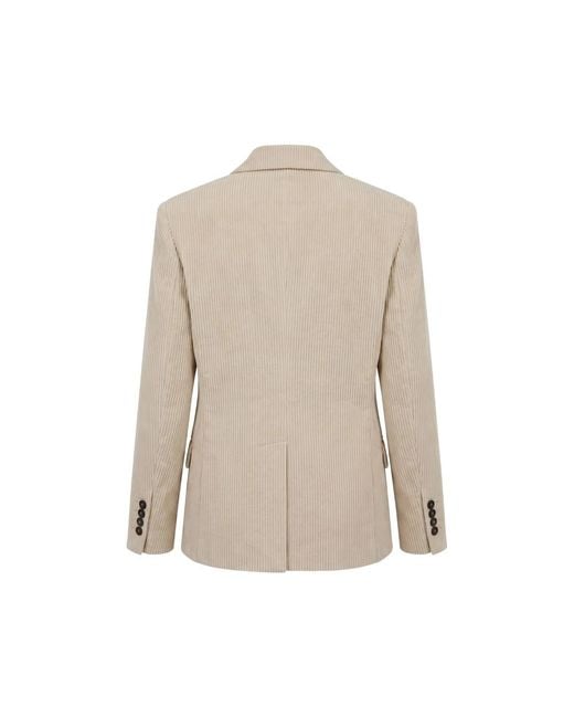 Brunello Cucinelli Natural Double-Breasted Corduroy Blazer