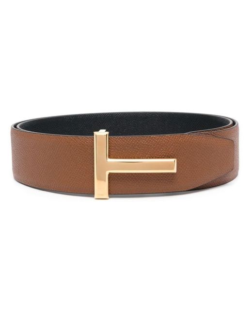 Tom Ford Brown T-buckle Reversible Leather Belt for men
