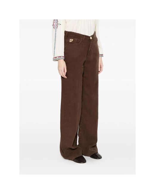 Lois Brown High-Waisted Trousers