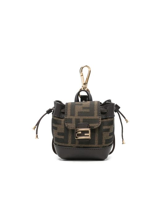 Fendi Black Nano Backpack Patterned Charm