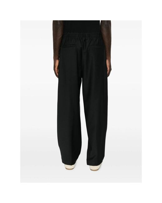 Myths Black Pleated-Front Straight-Leg Trousers for men