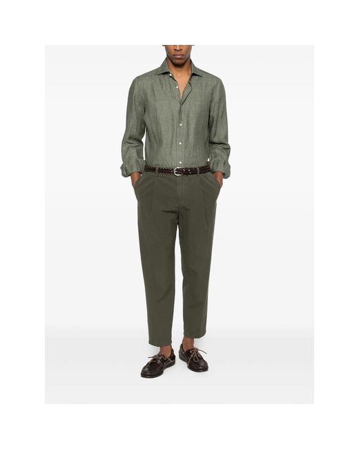 Isaia Green Button-Fastening Shirt for men
