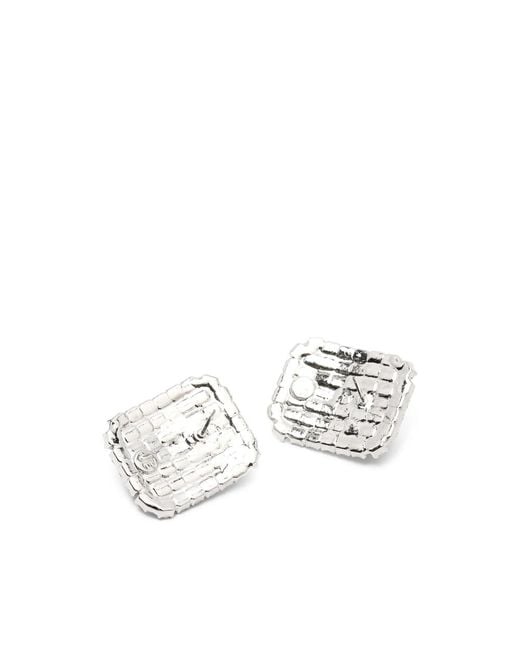 Jennifer Behr White Crystal-Embellished Earrings