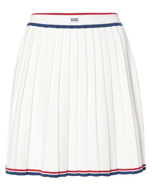 Gcds White Pleated Knit Skirt