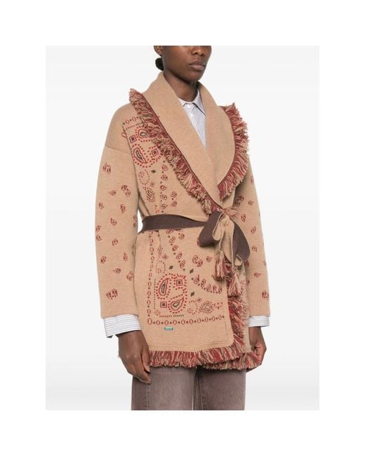 Alanui Brown Bandana Print Cardigan
