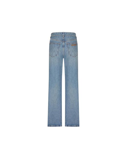 Miu Miu Blue Logo-Embroidered Straight-Leg Jeans