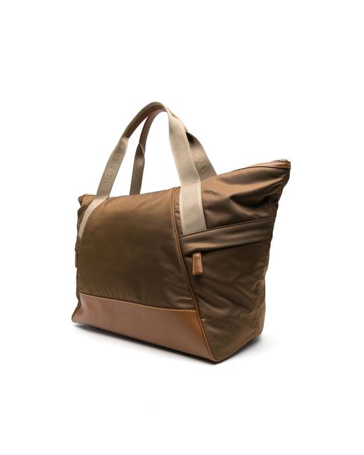Prada Brown Triangle-Logo Duffle Bag for men