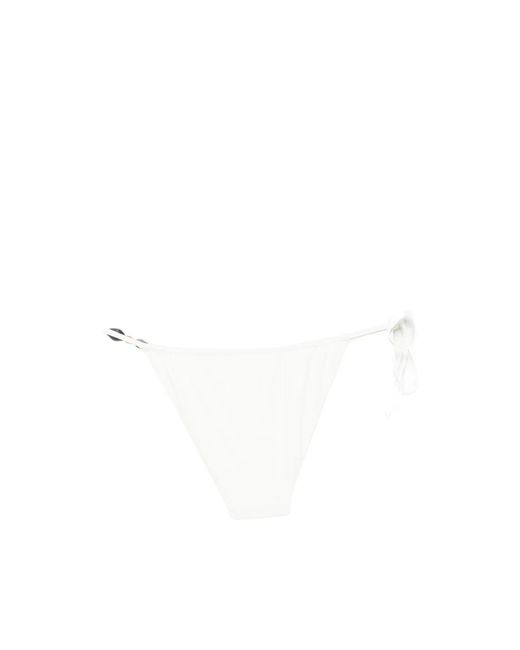 Sir White Bead-Embellished Striped Bikini Bottoms