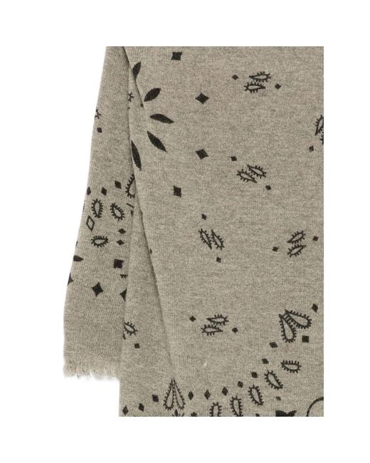 Kujten Natural Paisley-Pattern Cashmere Scarf