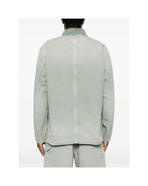 Carhartt Green Corduroy-Collar Logo-Patch Jacket for men