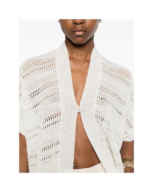 Panicale White Short-Sleeve Cardigan