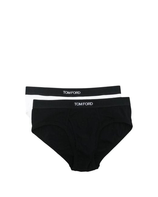 Tom Ford Black Cotton Slip-On Underwear With Logo Waistband for men