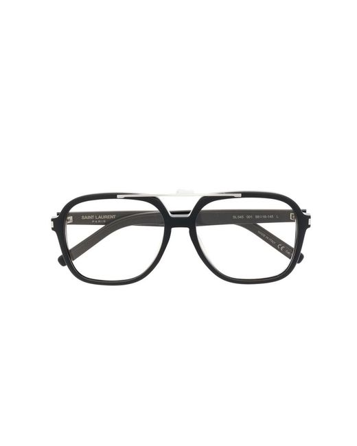 Saint Laurent Black Square-Frame Pilot Glasses for men