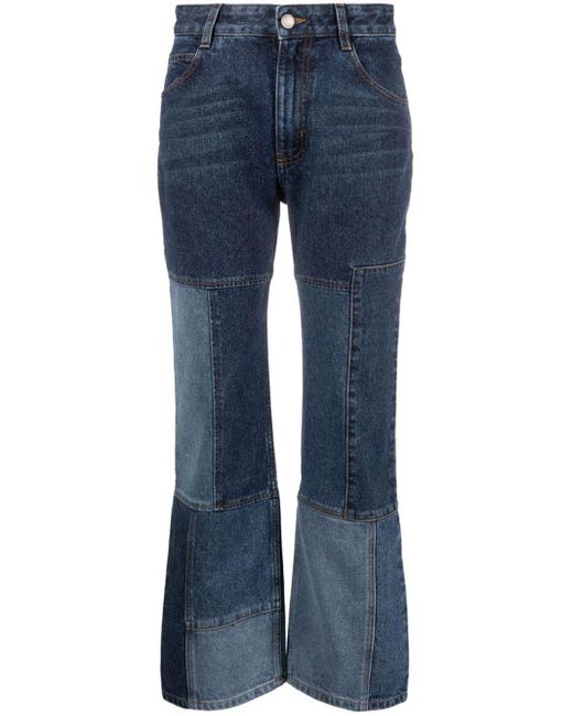 Chloé Blue Patchwork Cropped Flared Jeans