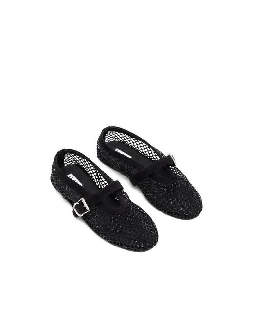 Alaïa Black Mesh Buckle Ballet Flats
