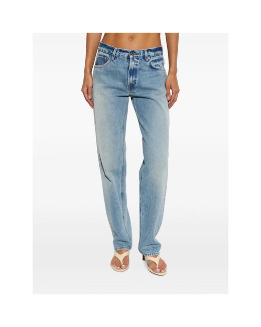 Haikure Blue Distressed Straight-Leg Jeans