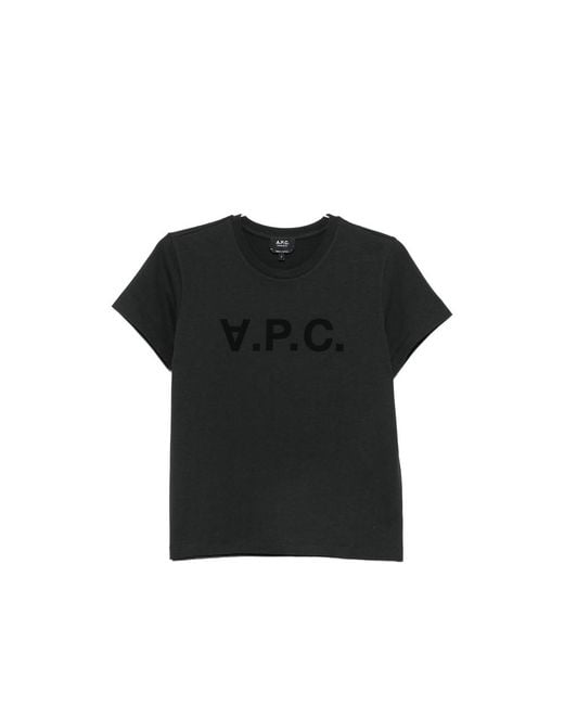 A.P.C. Black A. P.C. Logo-Print T-Shirt