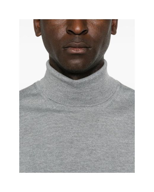 La Fileria Gray Roll-Neck Sweater for men