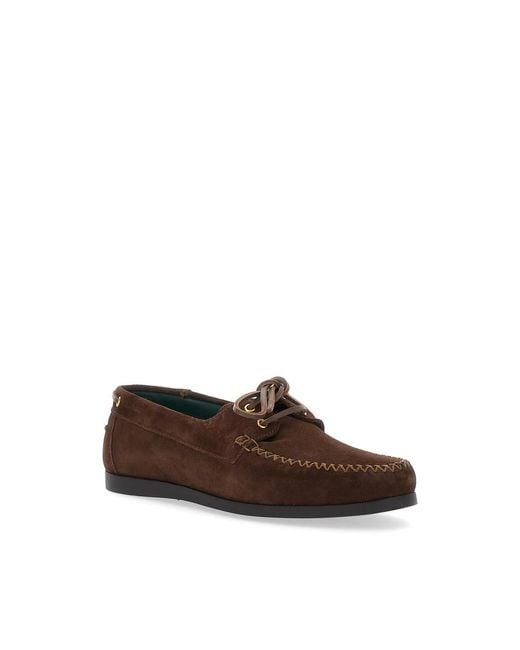VINNY'S Brown Lace-Up Round-Toe Loafers for men